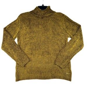 Pierre Cardin Rib Knit Sweater Women Top sz S Olive Chico EUC Turtleneck 90s Y2K